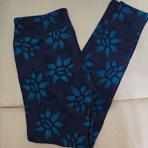 LuLaRoe Dark Blue and Aqua Leggings